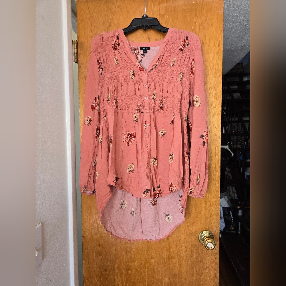 Torrid Pink Floral Blouse 0